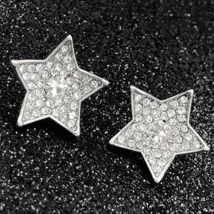 🌼  Rhinestone Star Stud Silver Earrings